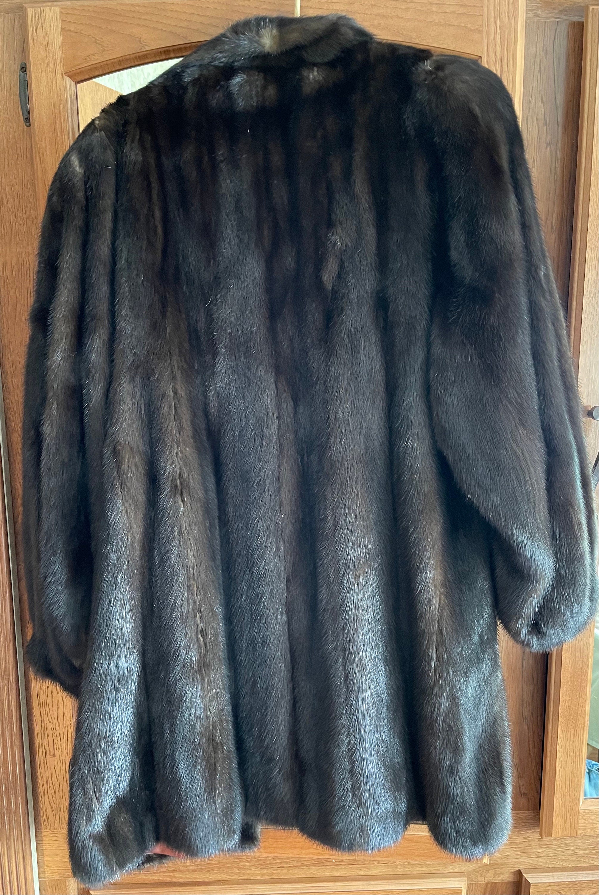 Stunning Dark Chocolate Mocha Mink Stroller Coat with Balloon Sleeves  Size Medium