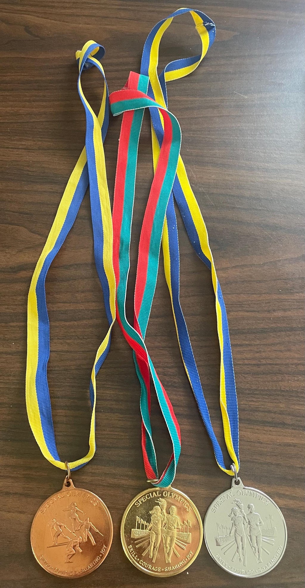 Unique Lot of 3 Special Olympics KENNEDY Gold Silver Bronze Medals Medallion Awards Great Condition