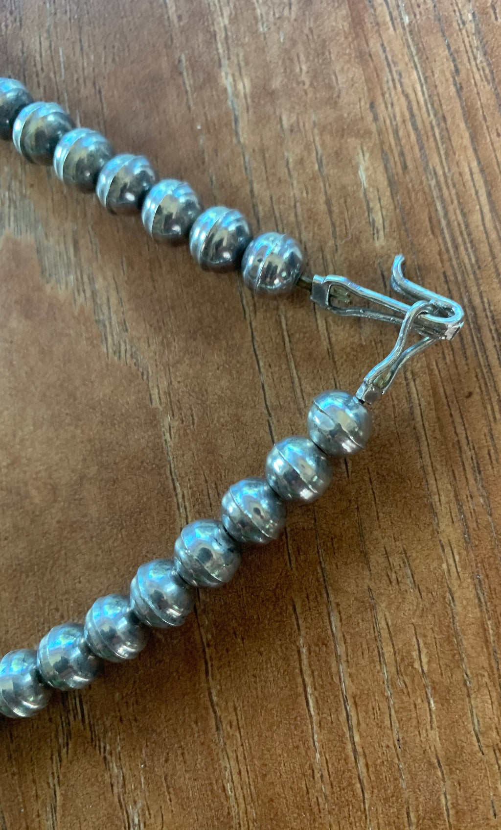 Heavy Sterling Silver Light Green Turquoise Artist Signed Squash Blossom Native American Necklace