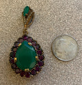 Stunning Emerald Ruby and Crystal Sterling Silver Turkish Pendant