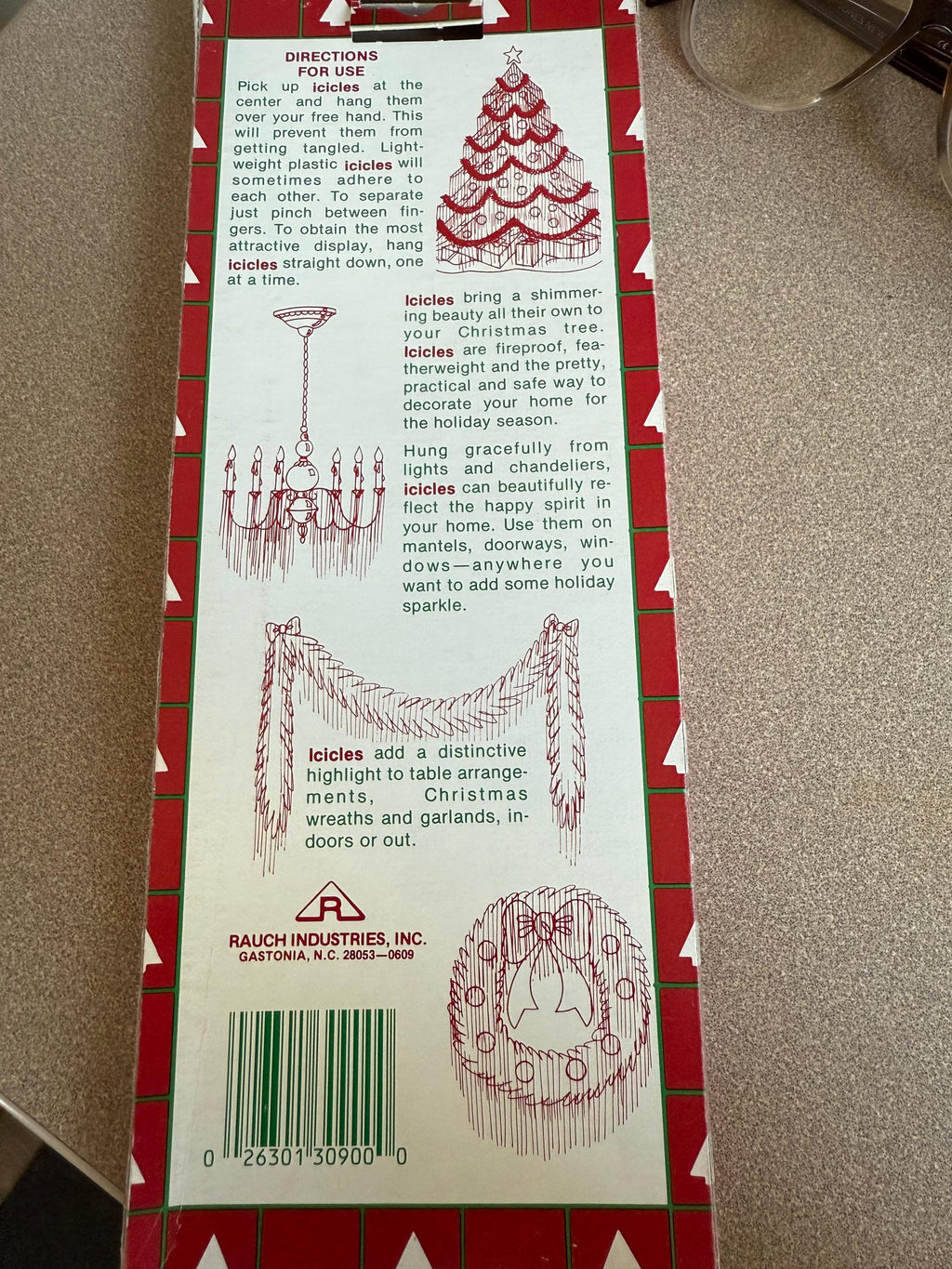 Vintage Rauch Industries Inc Blue Tinsel Icicles for Christmas Tree 18" Long Fire Resistant Tarnish Proof No lead