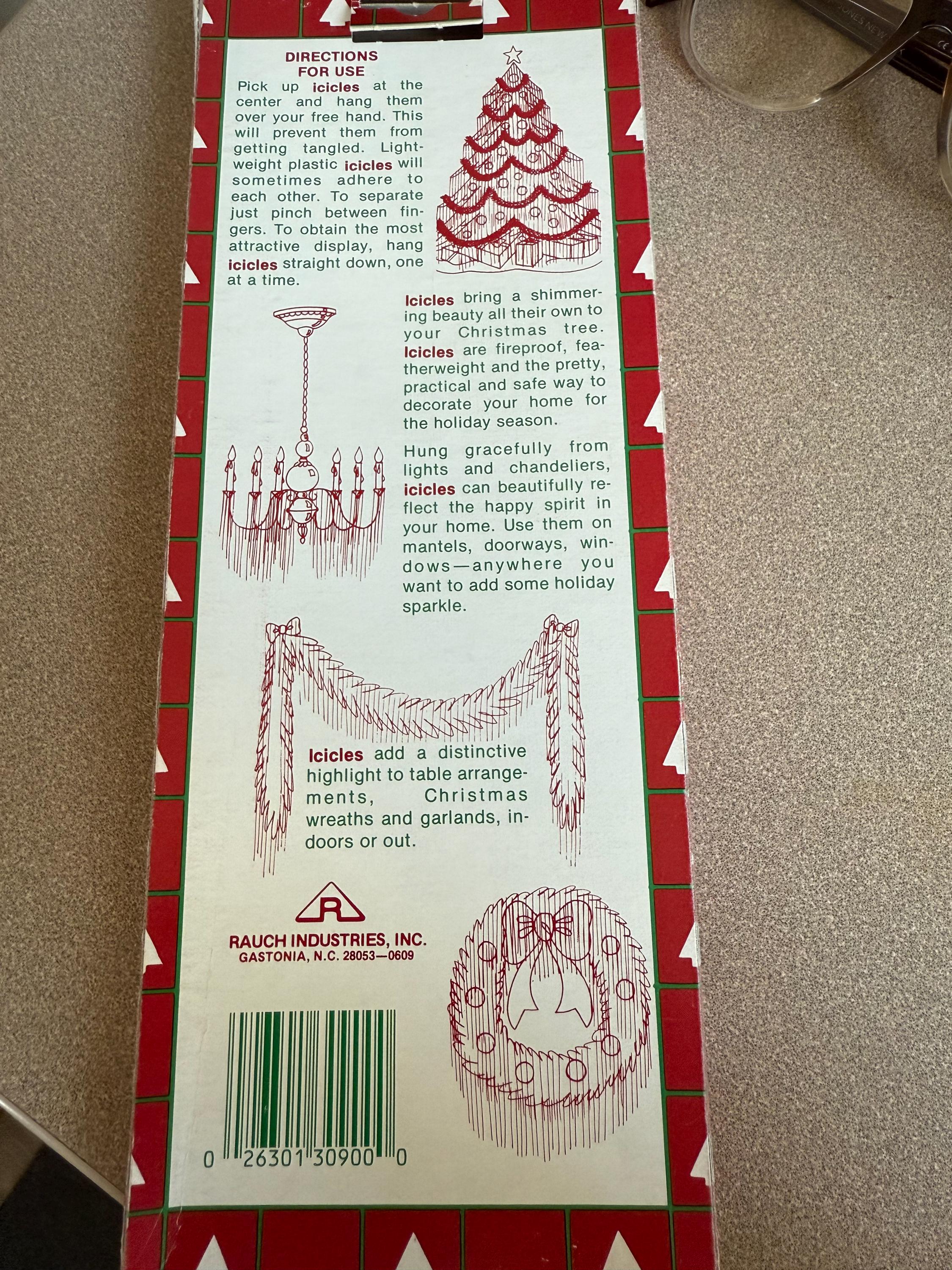 Vintage Rauch Industries Inc Blue Tinsel Icicles for Christmas Tree 18" Long Fire Resistant Tarnish Proof No lead