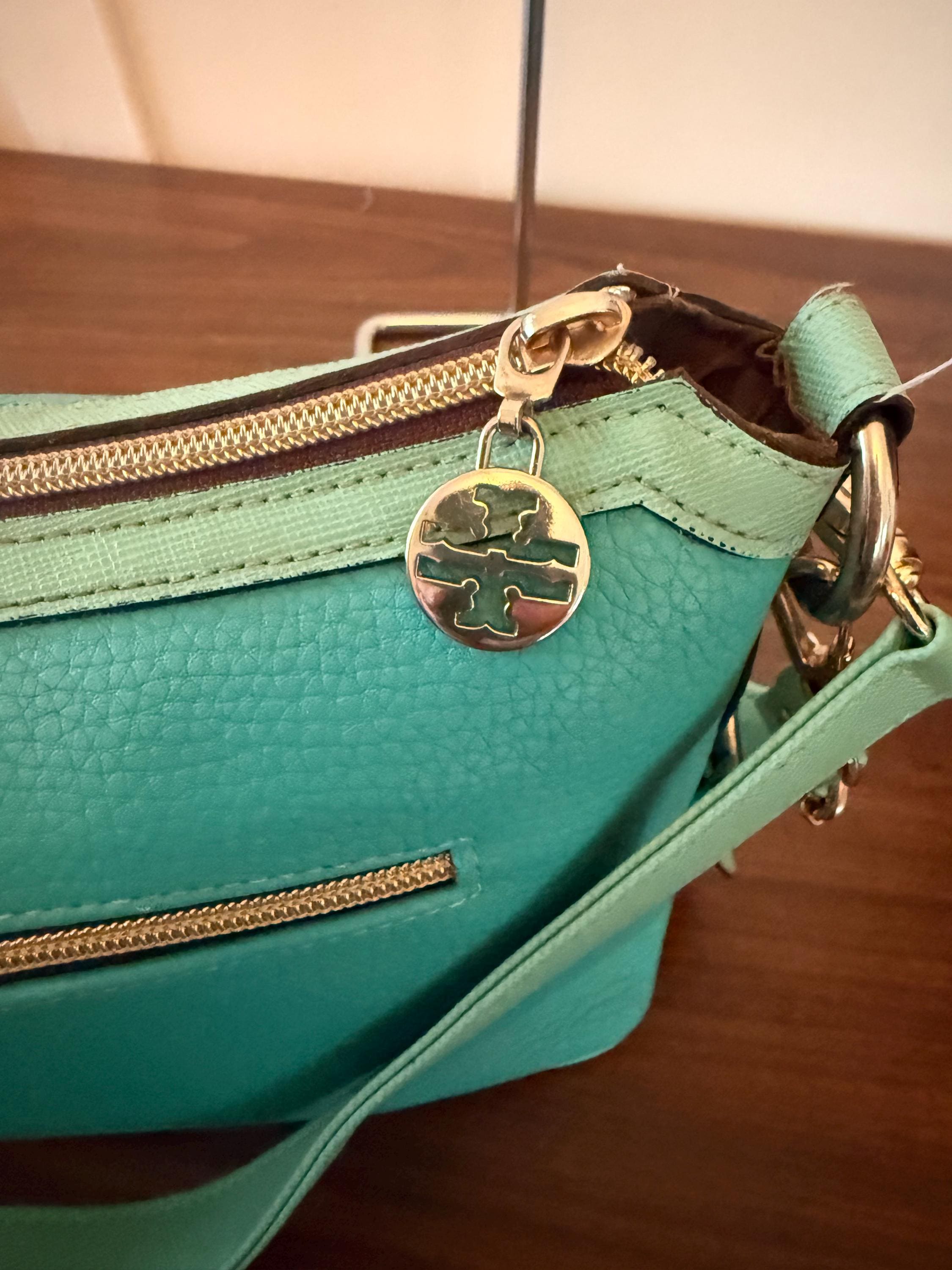 Vintage Authentic Tory Burch Shoulder Purse Rare Color Turquoise Teal