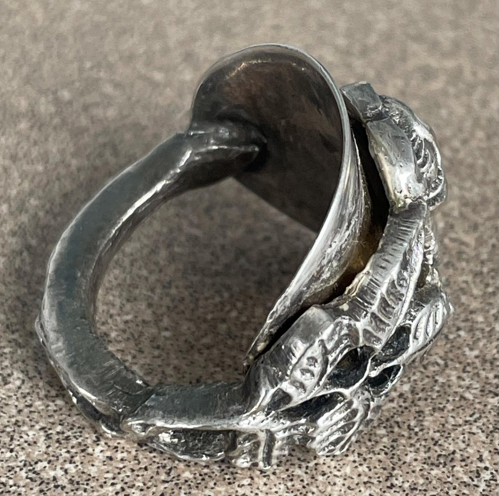 Unique Vintage Ladies Heavy Sterling Silver Rose Spoon Ring Size 10