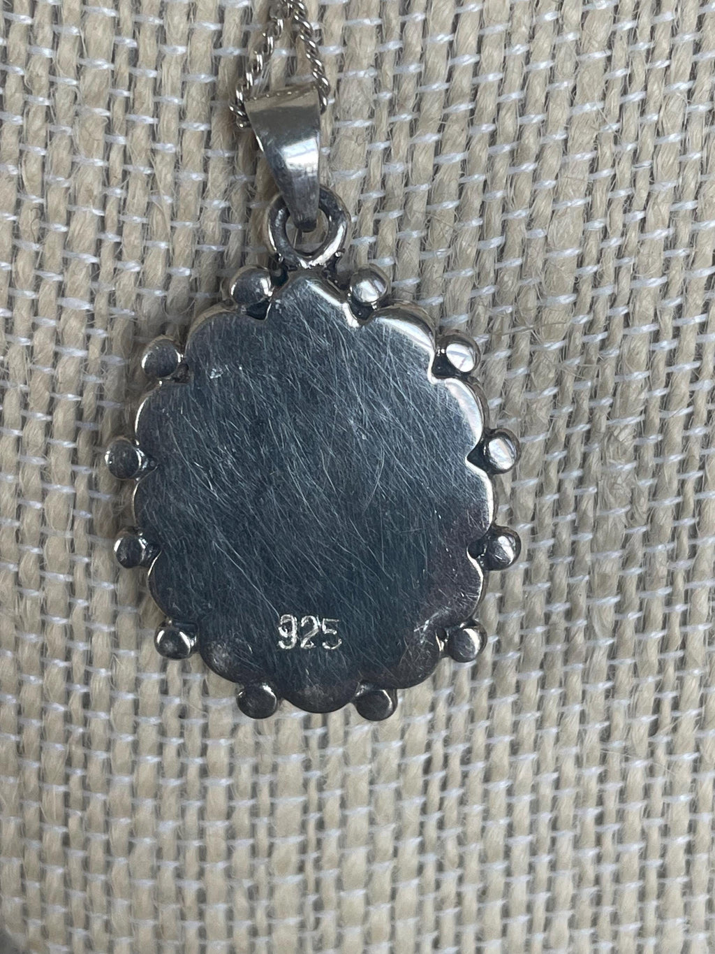Beautiful Vintage Native American Turquoise Sterling Silver Petit Point Necklace