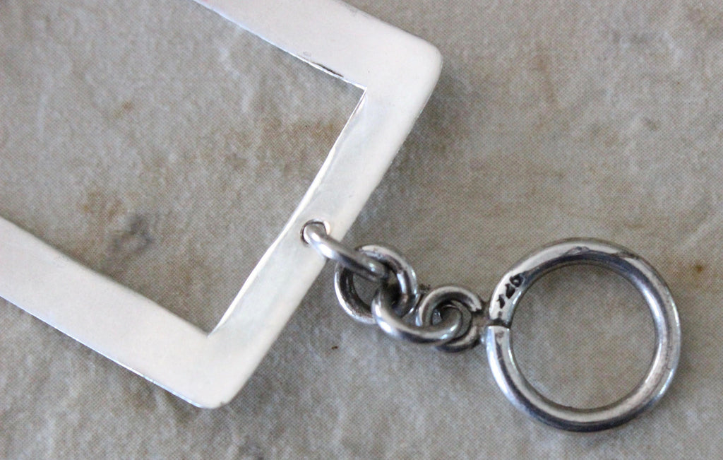 Sterling Silver Panel 925 Modernist Hammered Chain Toggle Bracelet