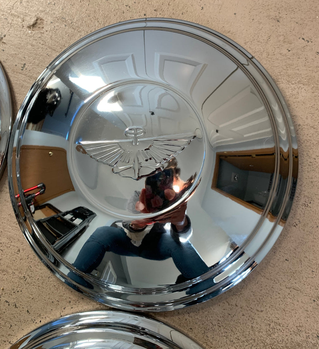 Vintage Chrome Half Moon Car Hubcaps Set of 4