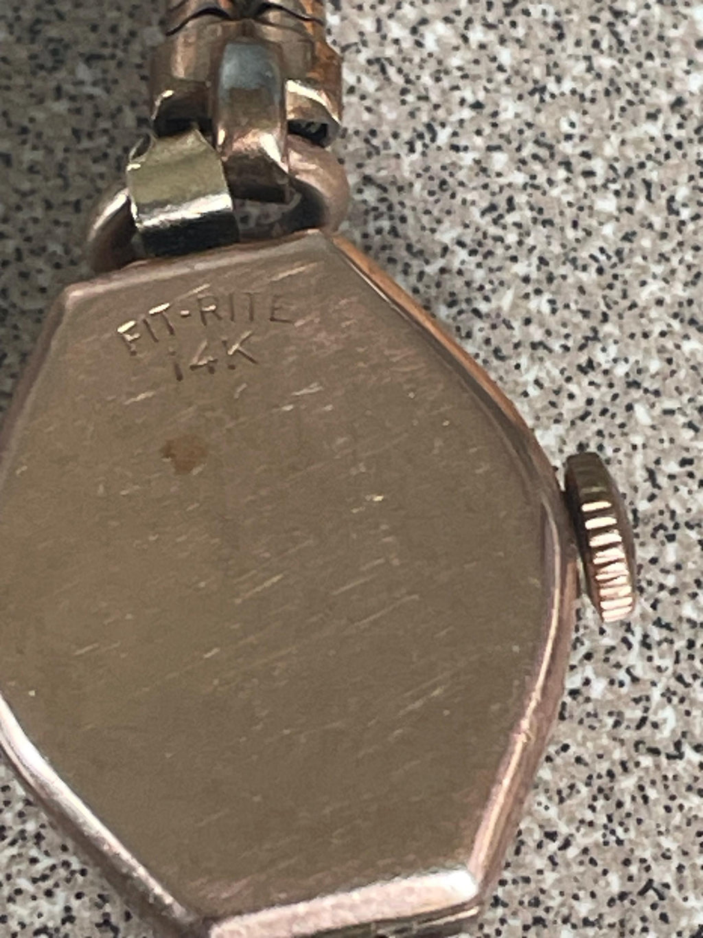 Vintage Estate Genuine Marked 14k Rose Gold Watch with 1/20 12 KT Band Needs Repair