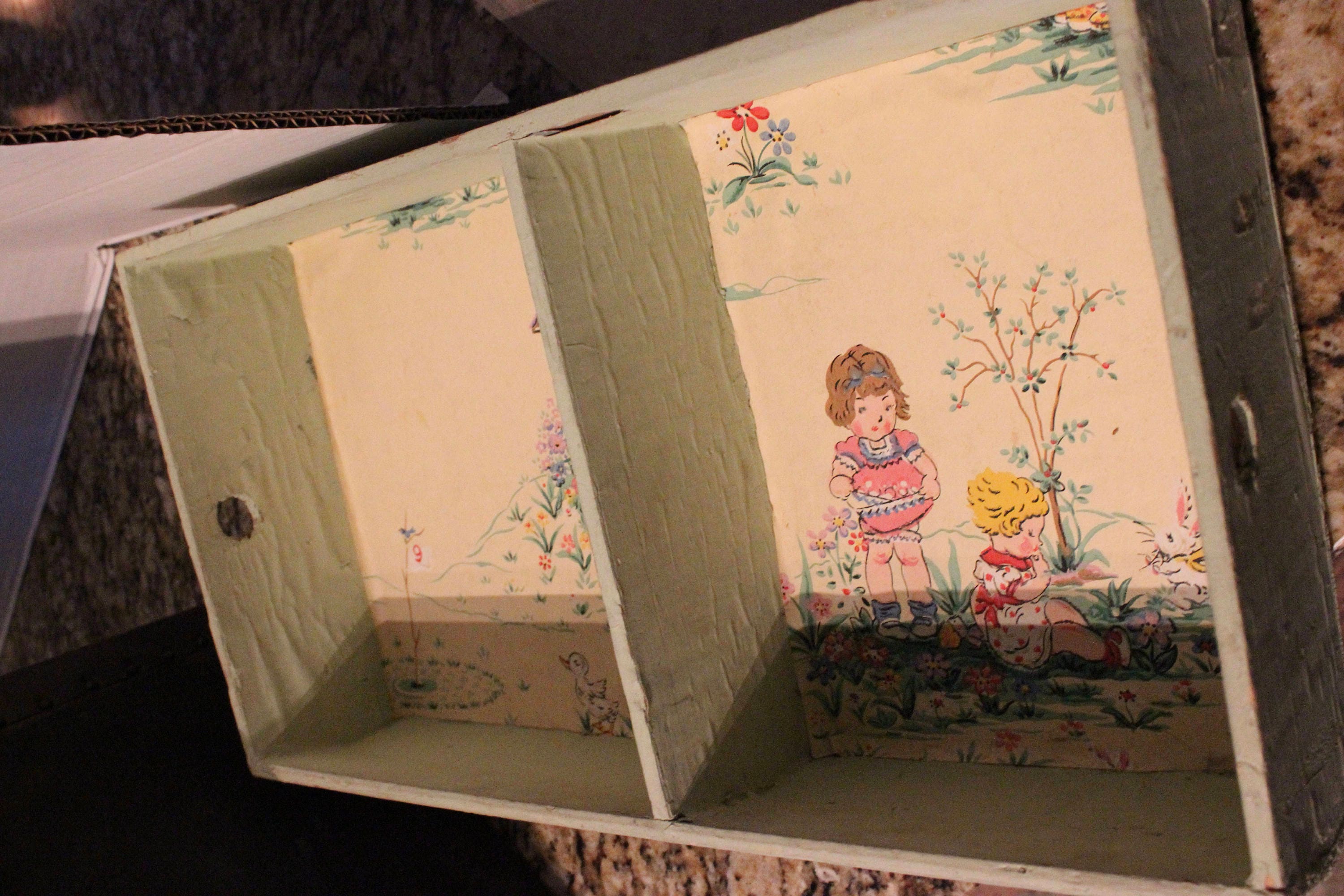 Antique Miniature Salesman Sample Steamer Trunk Doll Case