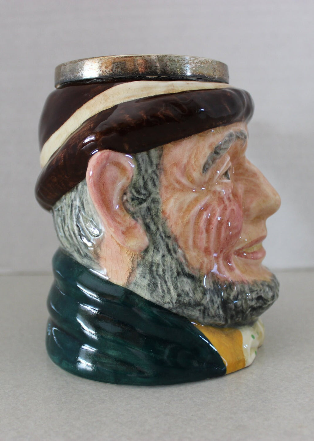 Large Lancaster Toby Jug with EPNS Silver Rim Uncle Tom Cobleigh