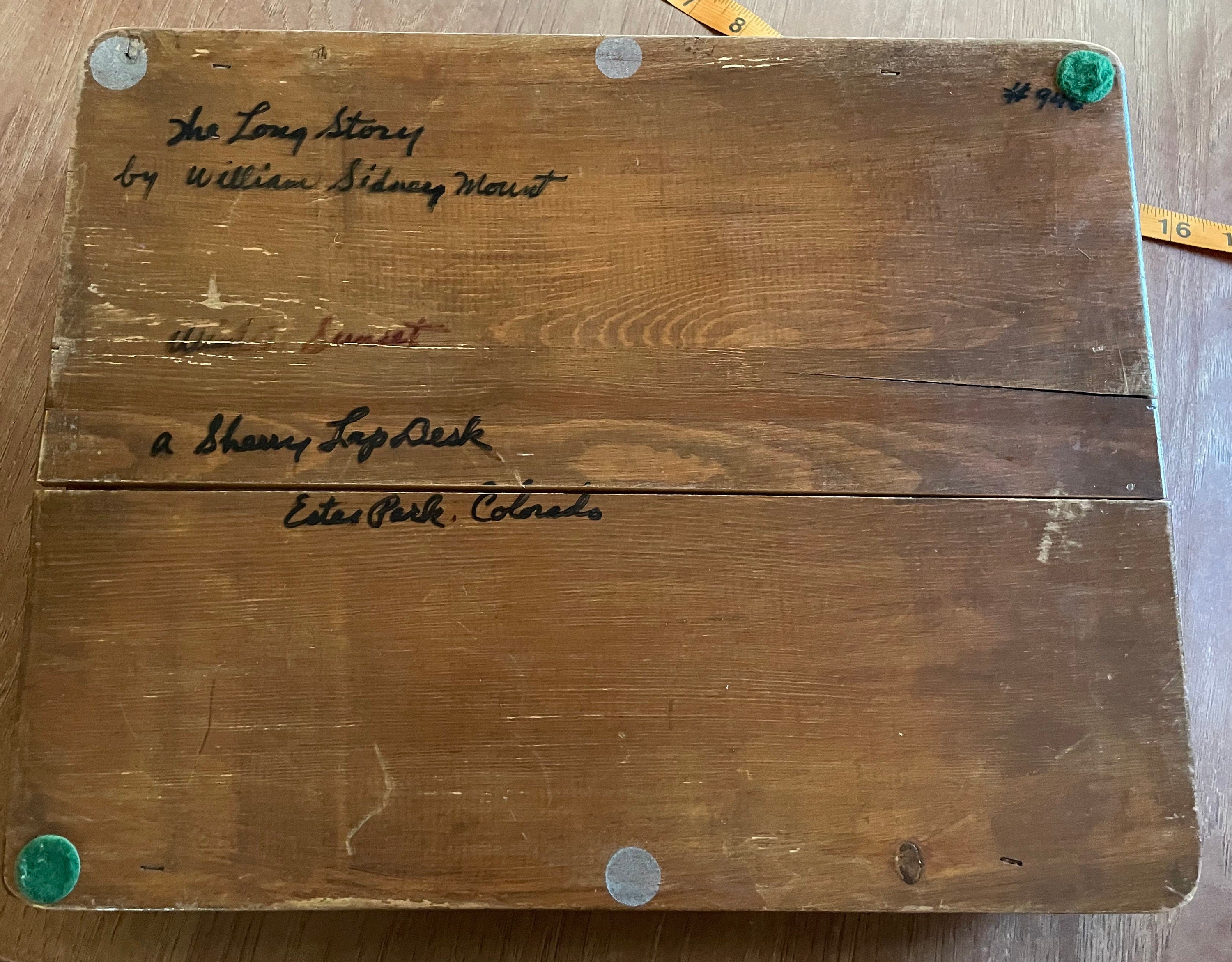 Antique Lap Desk "The Long Story" Scene William Sidney Mount