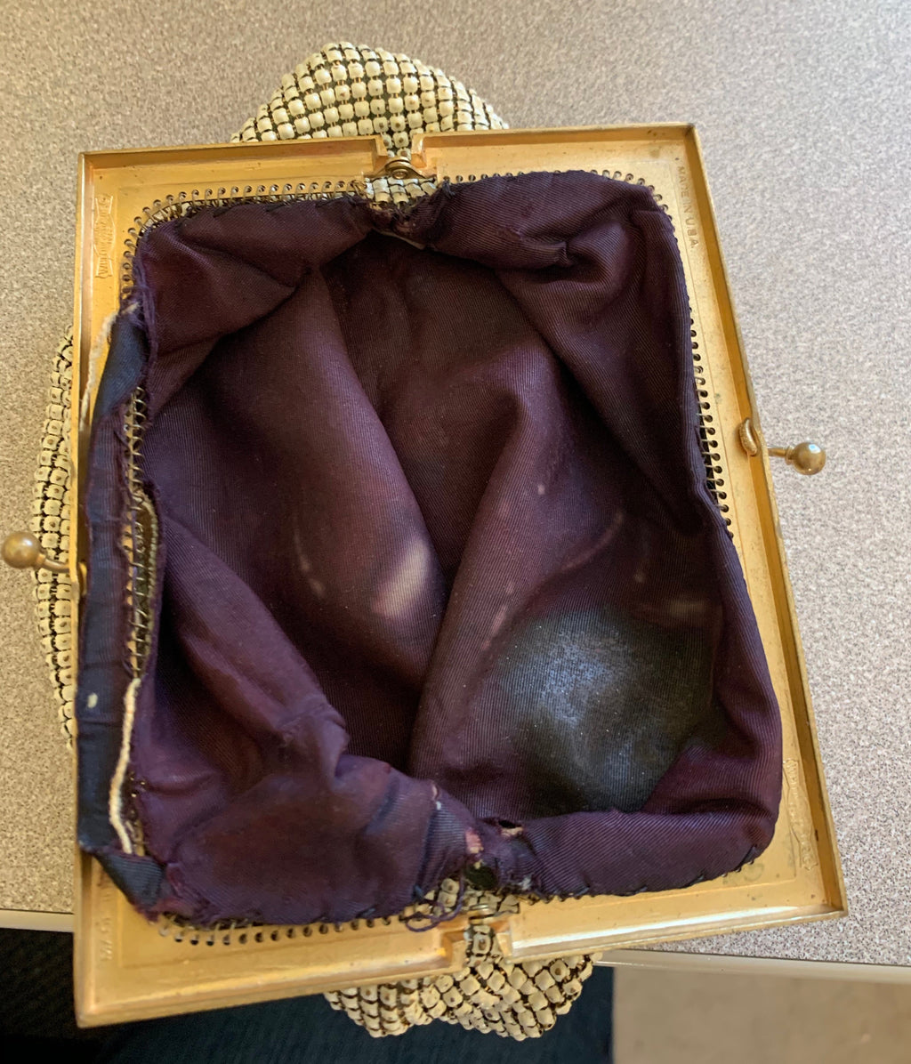 Antique Whiting Davis White Mesh Clutch Purse