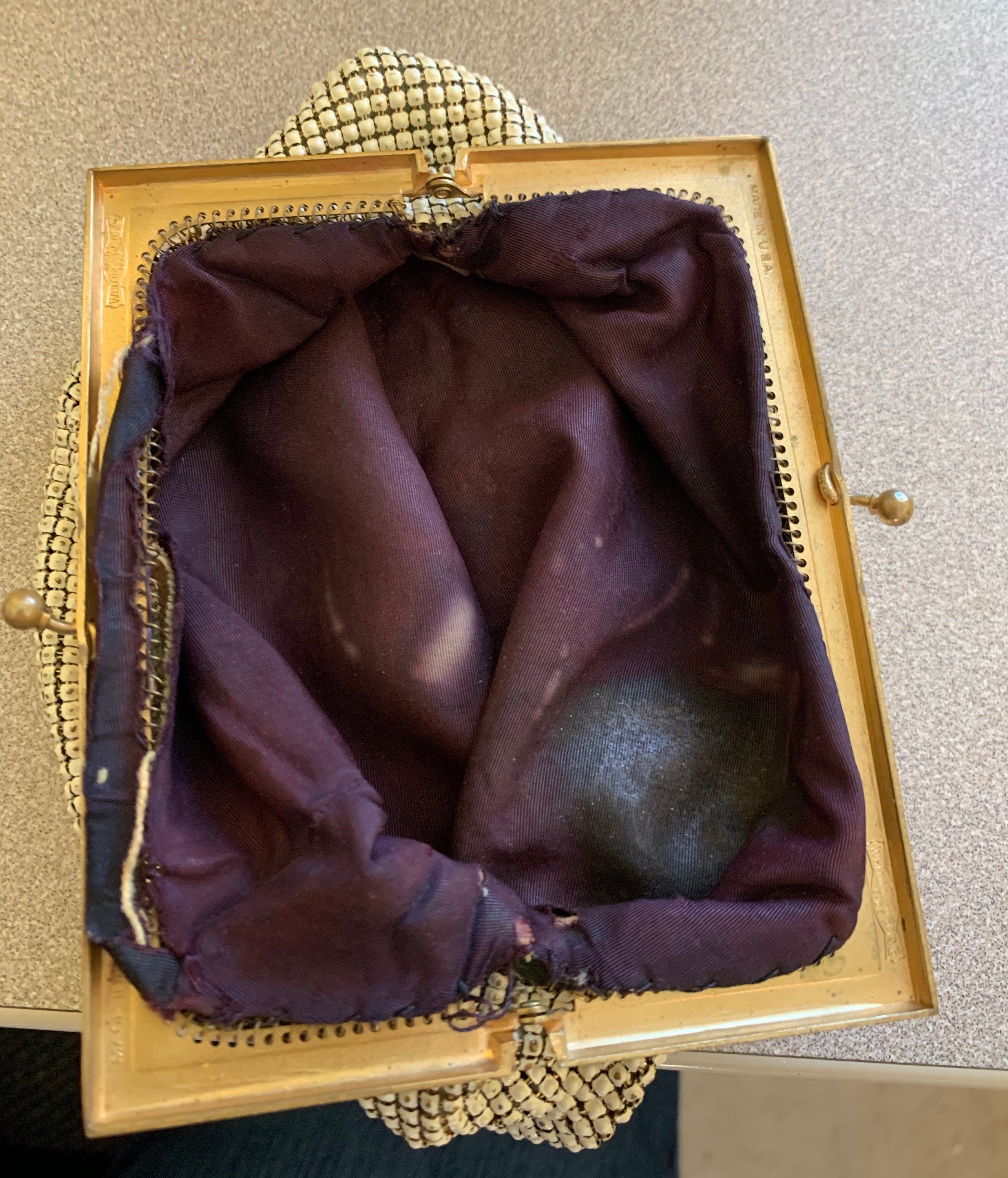 Antique Whiting Davis White Mesh Clutch Purse