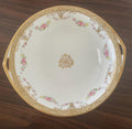 Antique Hand Painted Nippon Rose and Raised Gold Double Handle Serving Bowl