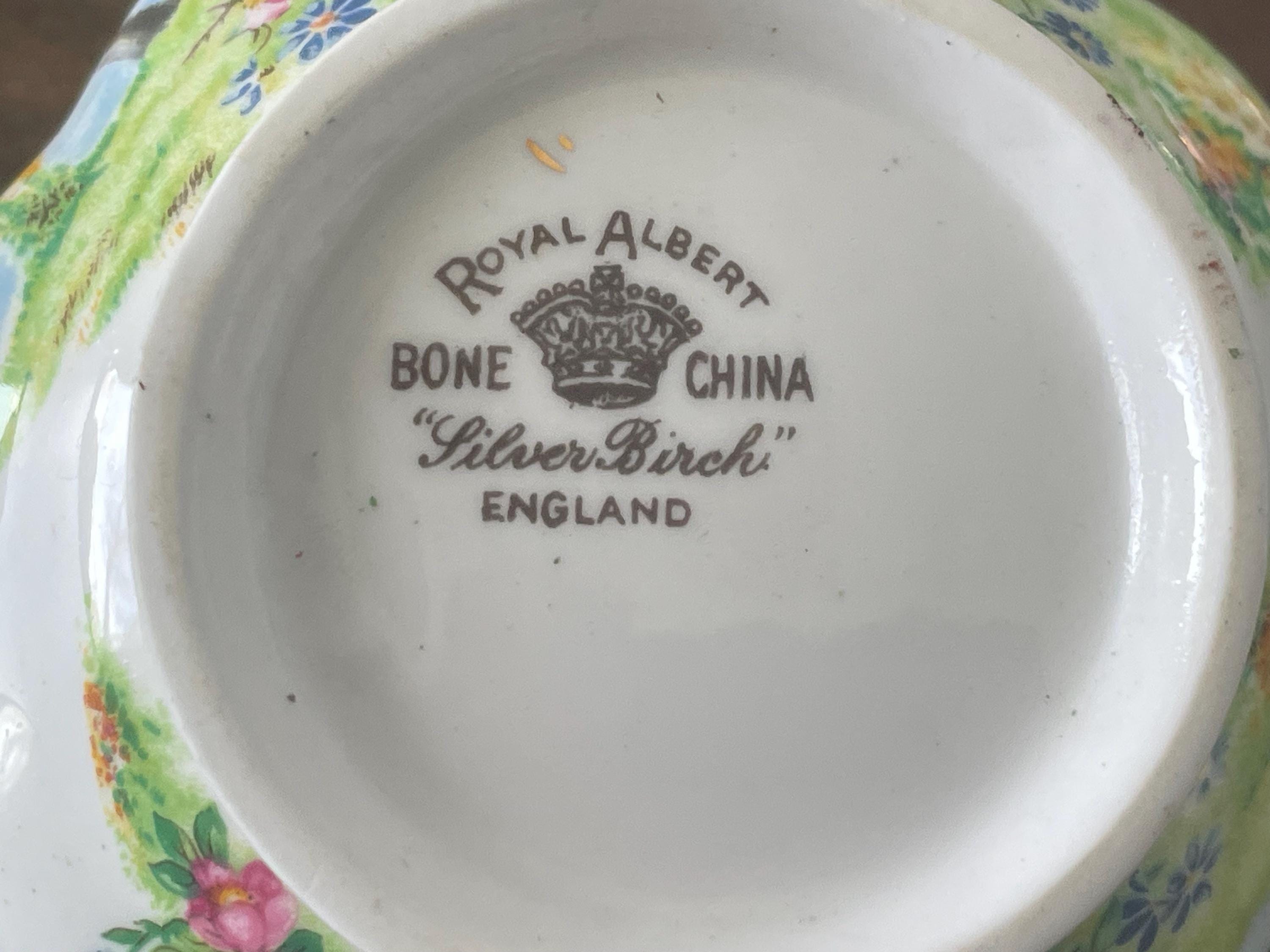 Beautiful Vintage Royal Albert Silver Birch Creamer and Sugar Bowl