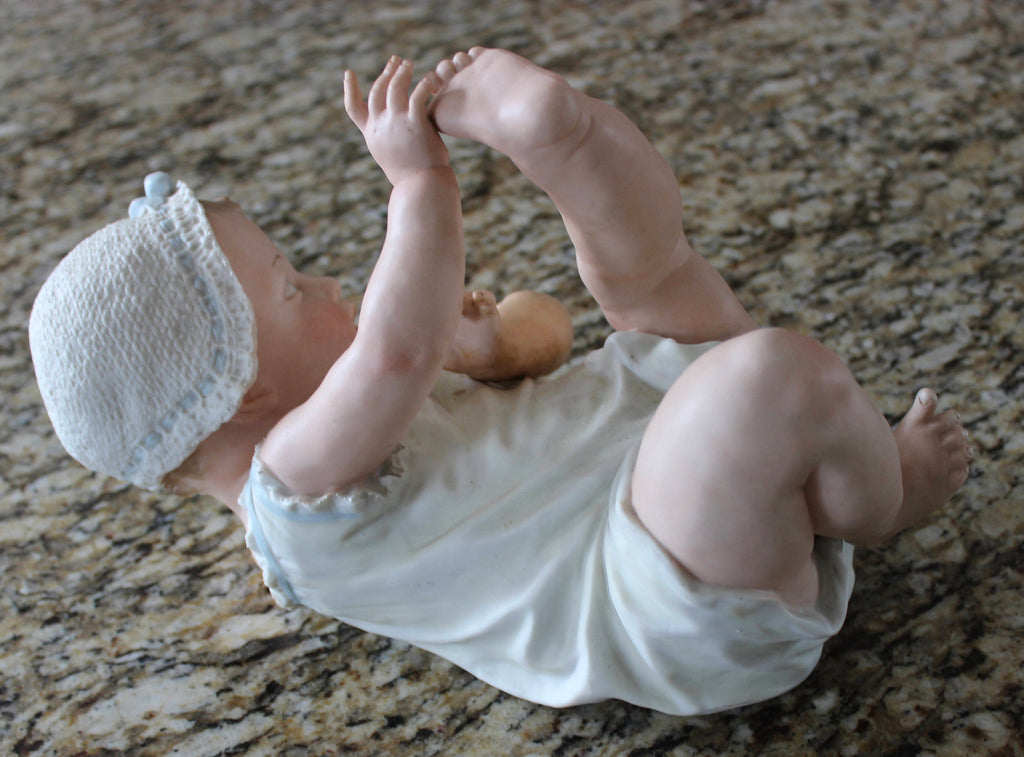 HUGE 12" Antique German Bisque Heubach Baby Stewart Piano Figurine Victorian Rare!!
