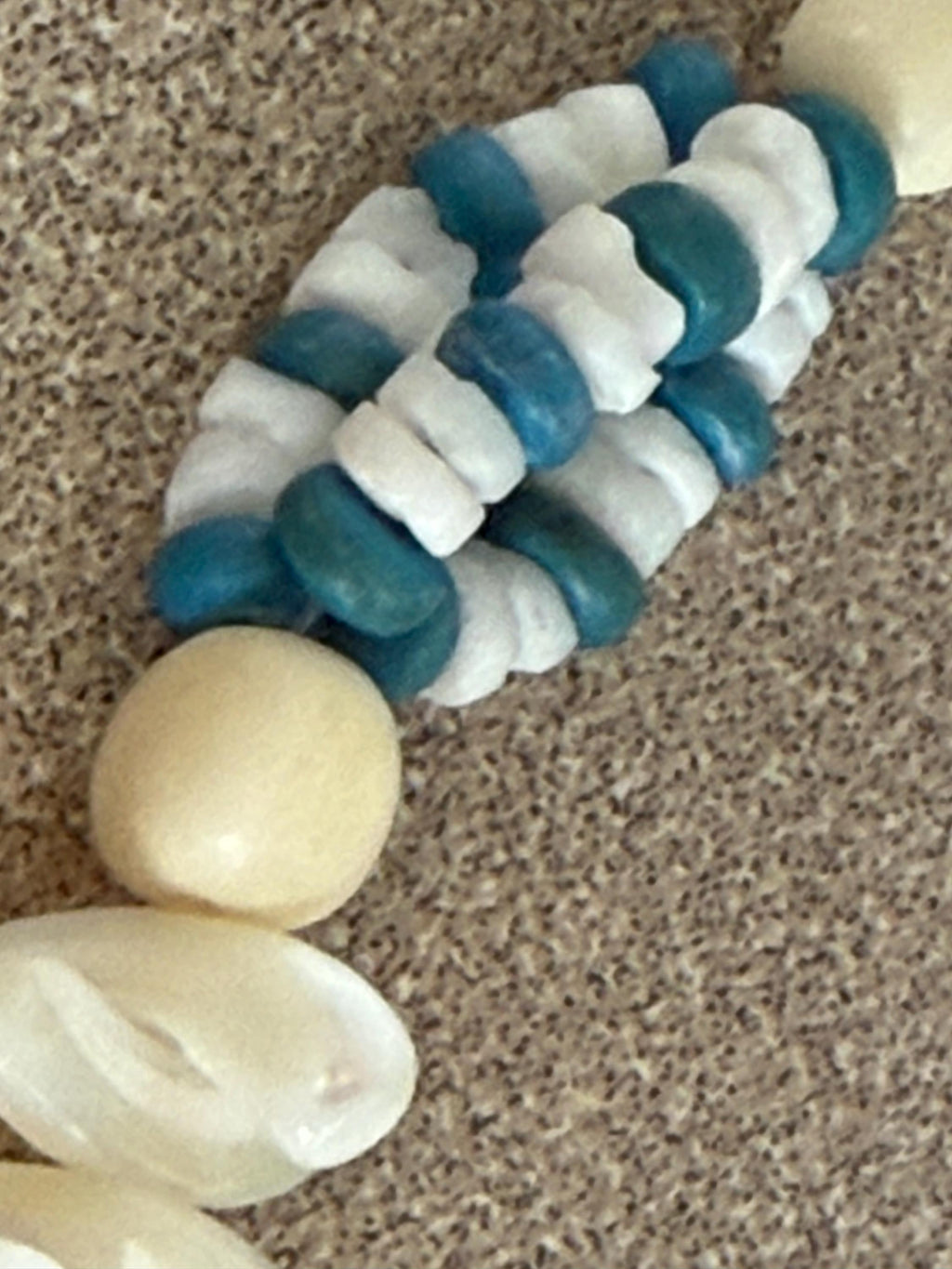 Vintage Blue and White Abalone Mother of Pearl and Puka Shell Necklace