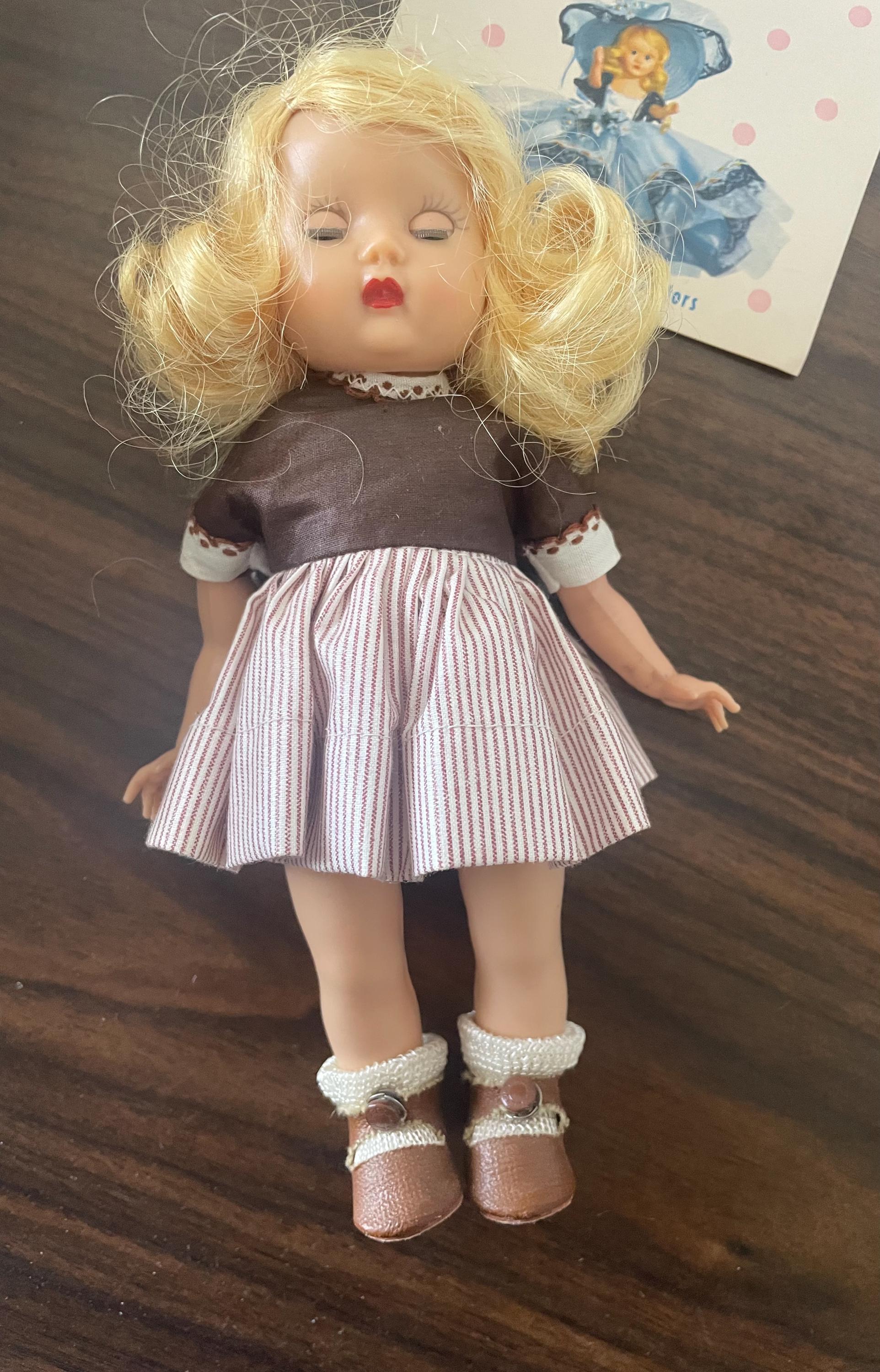 Rare Vintage 1953 Nancy Ann Storybook 608 MUFFIE Strung Doll No Eyebrows With 2 Outfits and Accessories