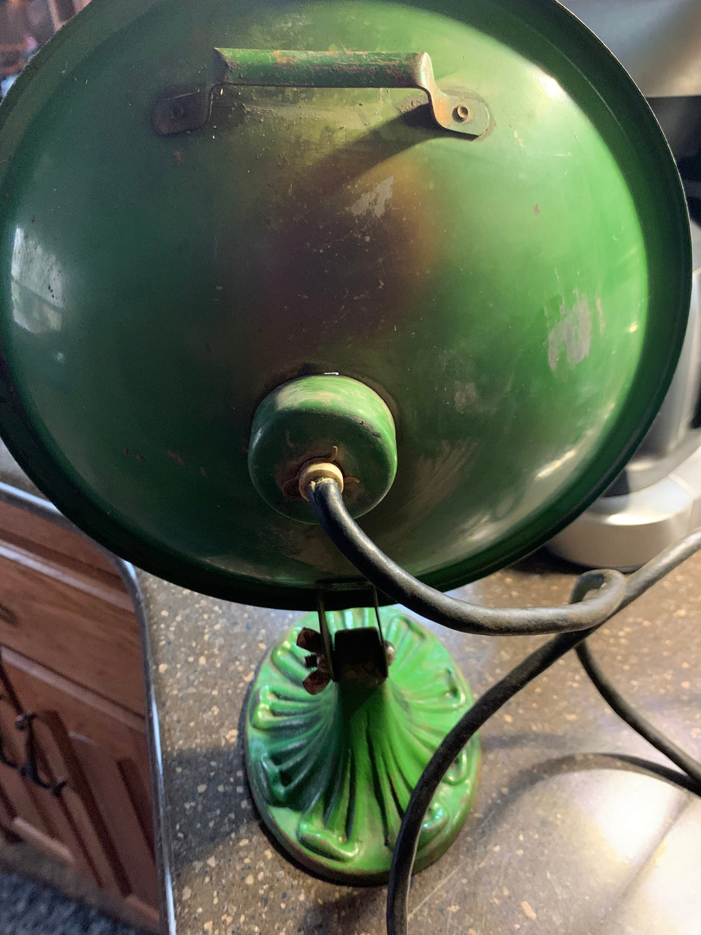 Unique Antique 1920's Painted Green Cast Iron Heat Lamp