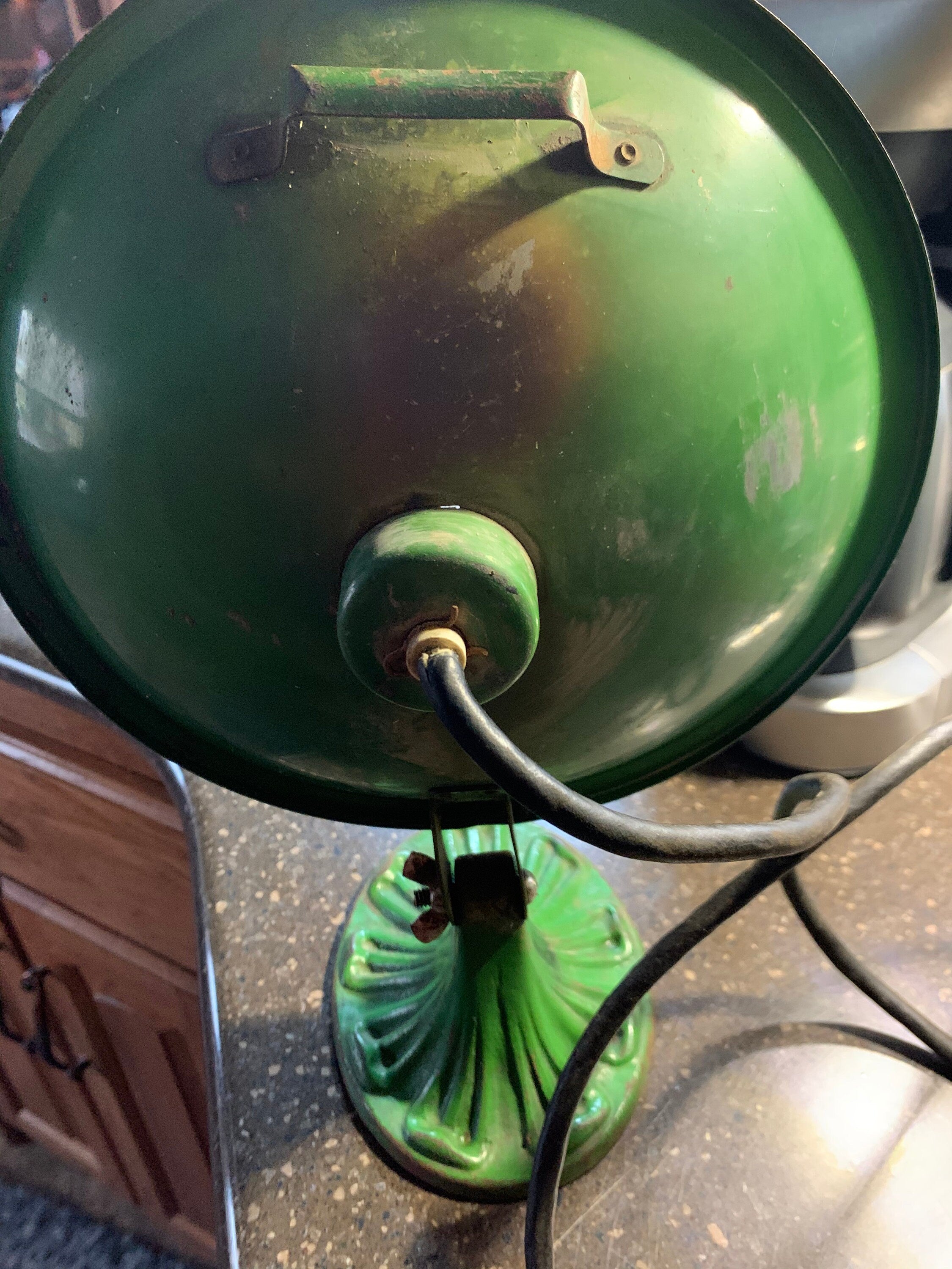 Unique Antique 1920's Painted Green Cast Iron Heat Lamp