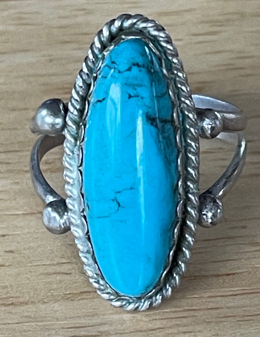 Beautiful Native American Sterling Silver and Turquoise Ring Size 11