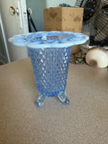 Vintage Small Blue Imperial Glass Opalescent Footed Vase