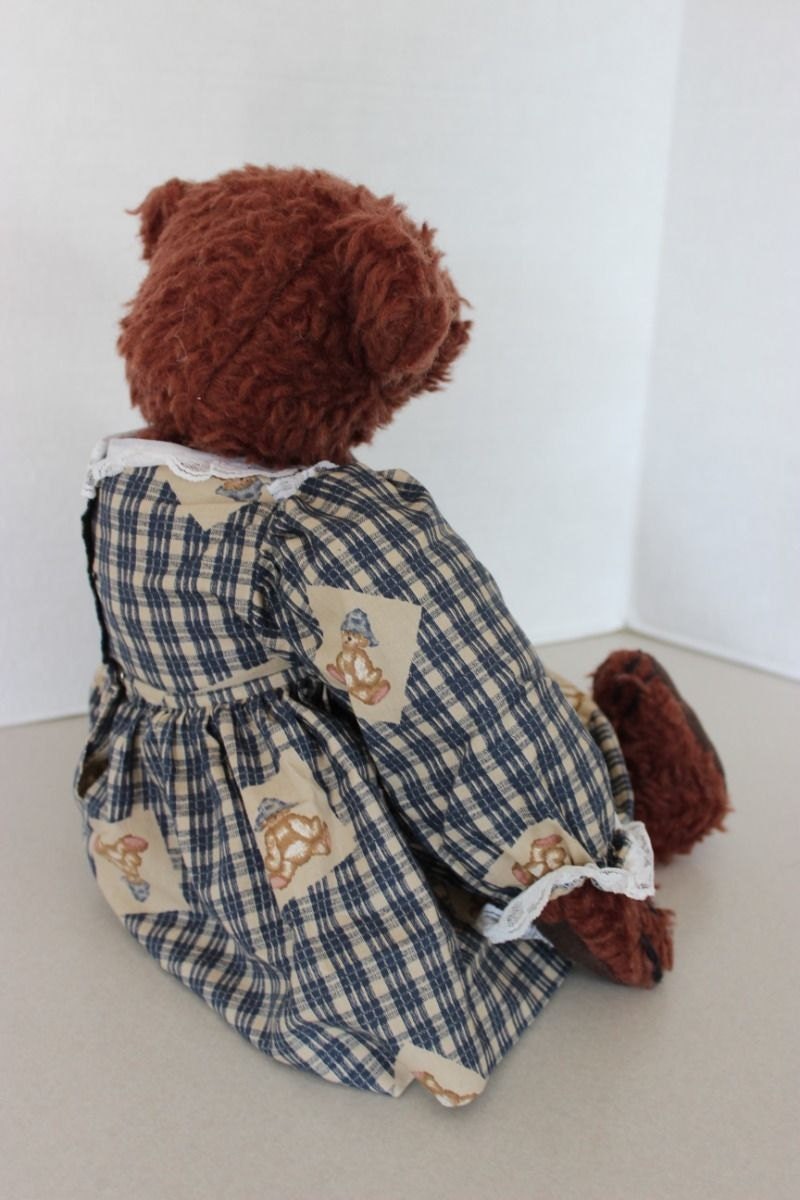 Old Vintage German Style Hump Back Teddy Bear Jointed and Dressed Center Seam