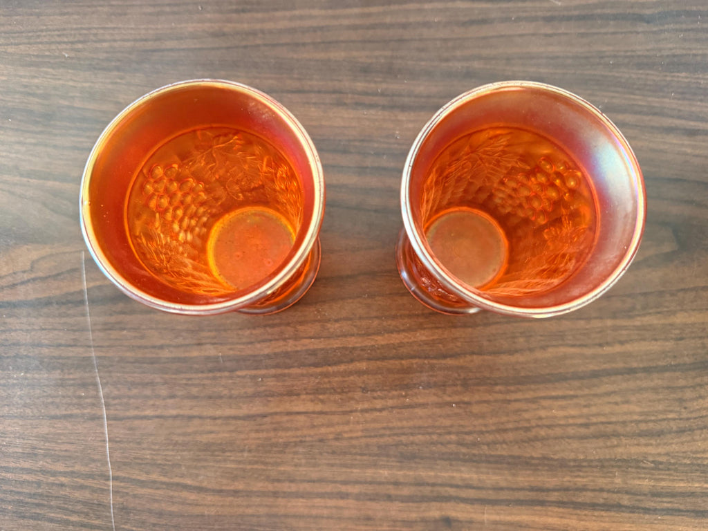 Vintage Vintage Pair of Northwood  Marigold Carnival Glass Grape Cups