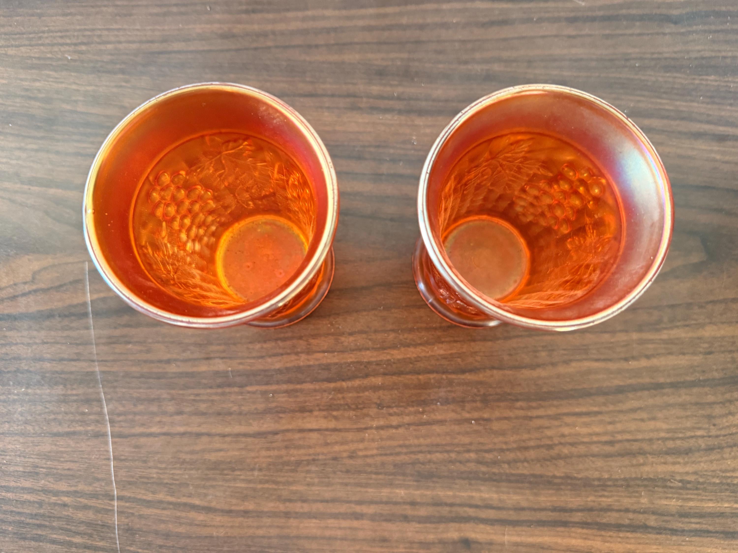 Vintage Vintage Pair of Northwood  Marigold Carnival Glass Grape Cups