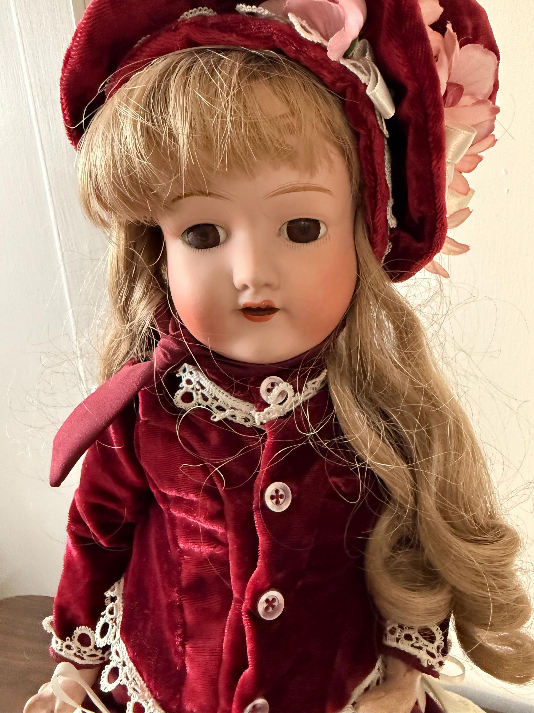 Antique 19" Antique Morimure Brothers Doll Japan Open Mouth with Teeth Brown Glass Eyes