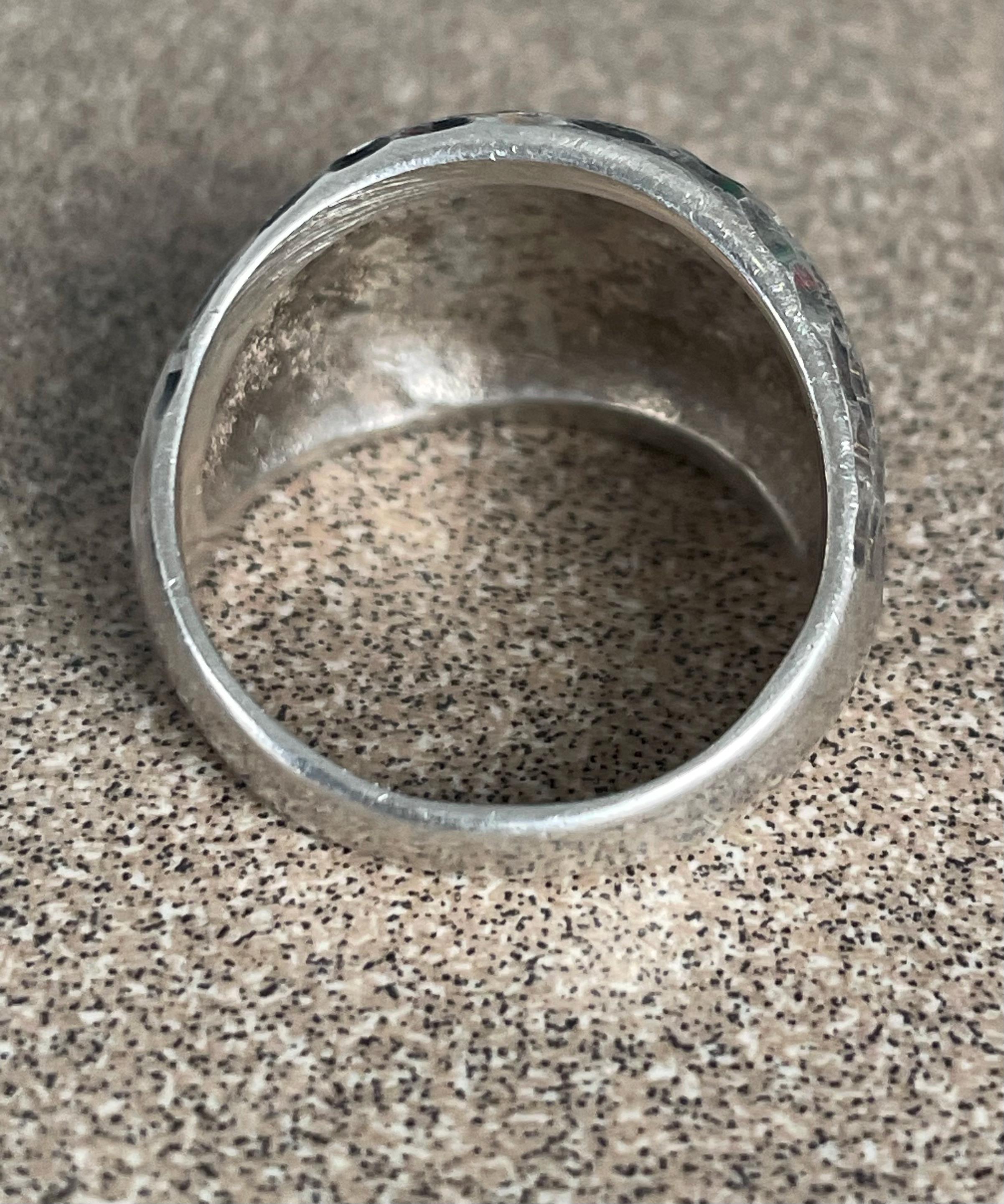 Unique Vintage Ladies Domed Sterling Silver Modernist Ring Size 8