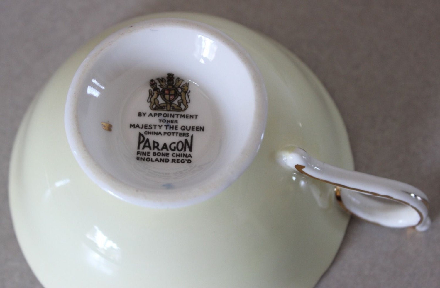 Stunning Paragon Tea Cup and Saucer Sunny Yellow with Lilac & Gold