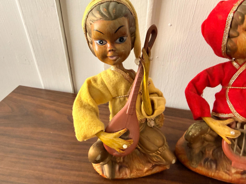 Vintage 1960's  Set of 3 Tilso Golden Fantasy Elf Pixie MCM Figurines