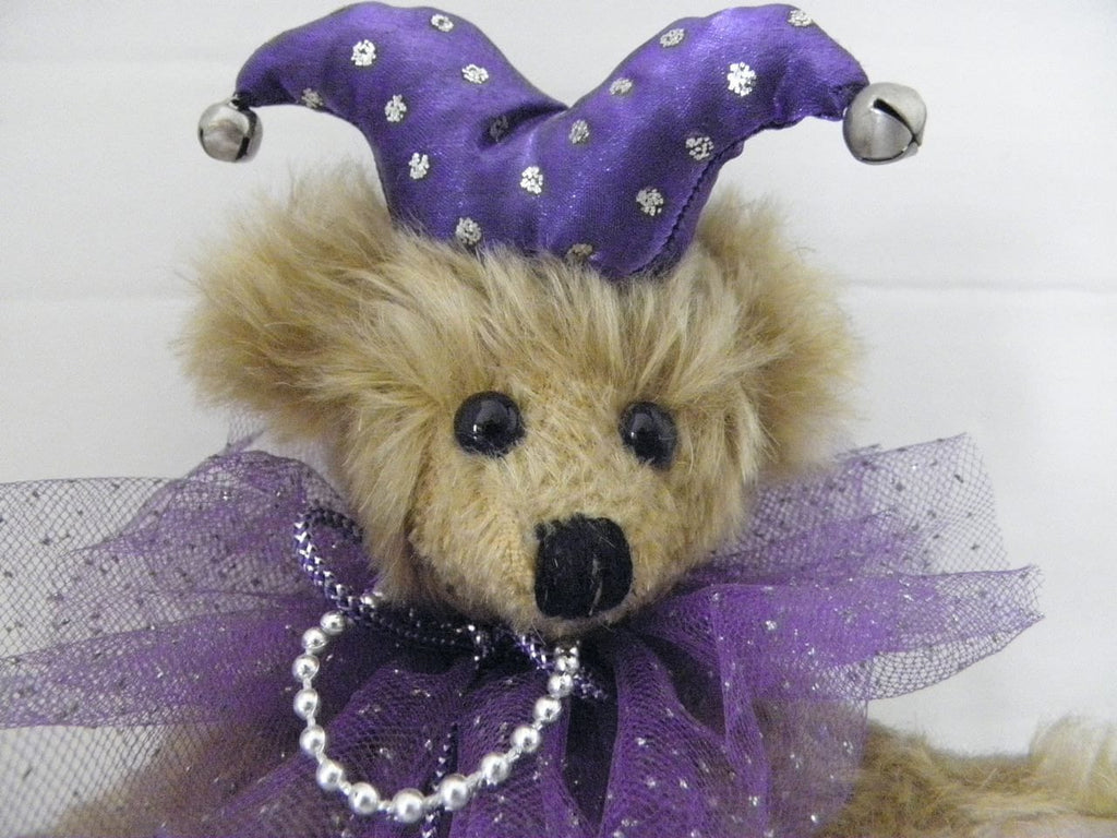 8" Jointed Artist Designed Fuzzy Golden Jester with Long Mohair Teddy Bear