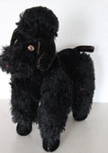 Fully Jointed Large 1940's Steiff Like Black Mohair Poodle Dog with Glass Eyes  13" Long