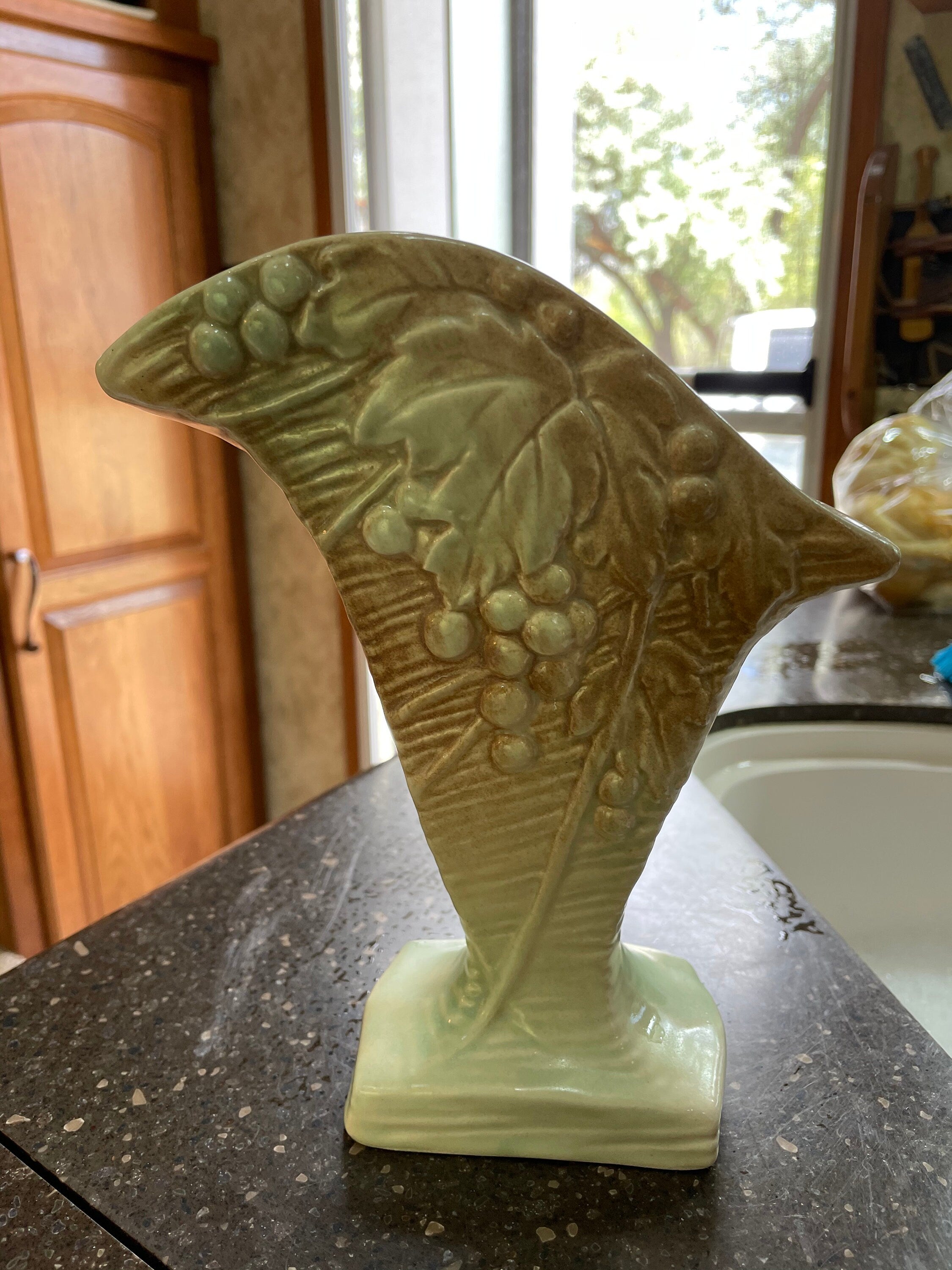 Vintage McCoy Grape Fan Vase