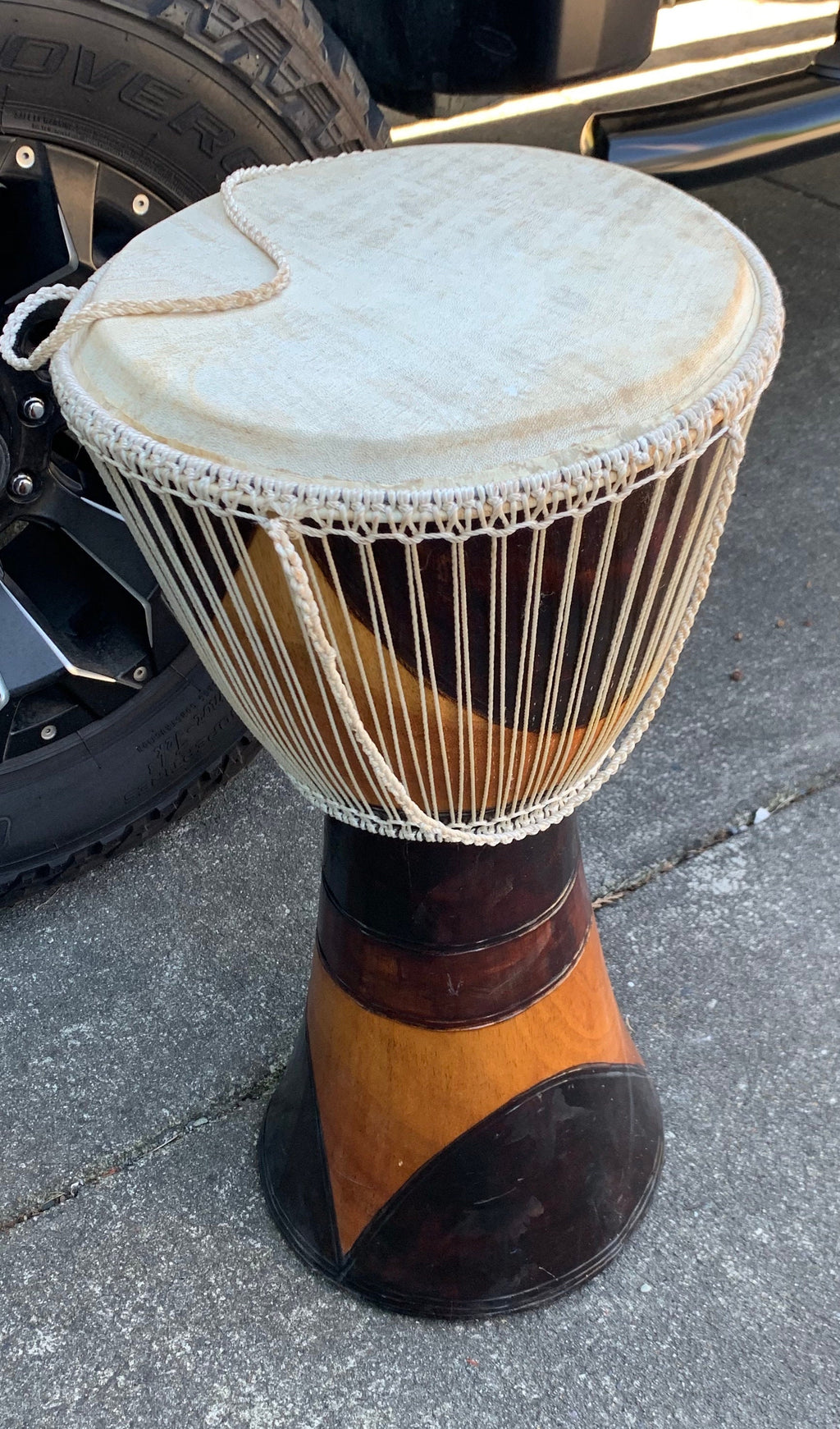 Huge 28" Vintage Handmade Hand Carved Djembe Drum