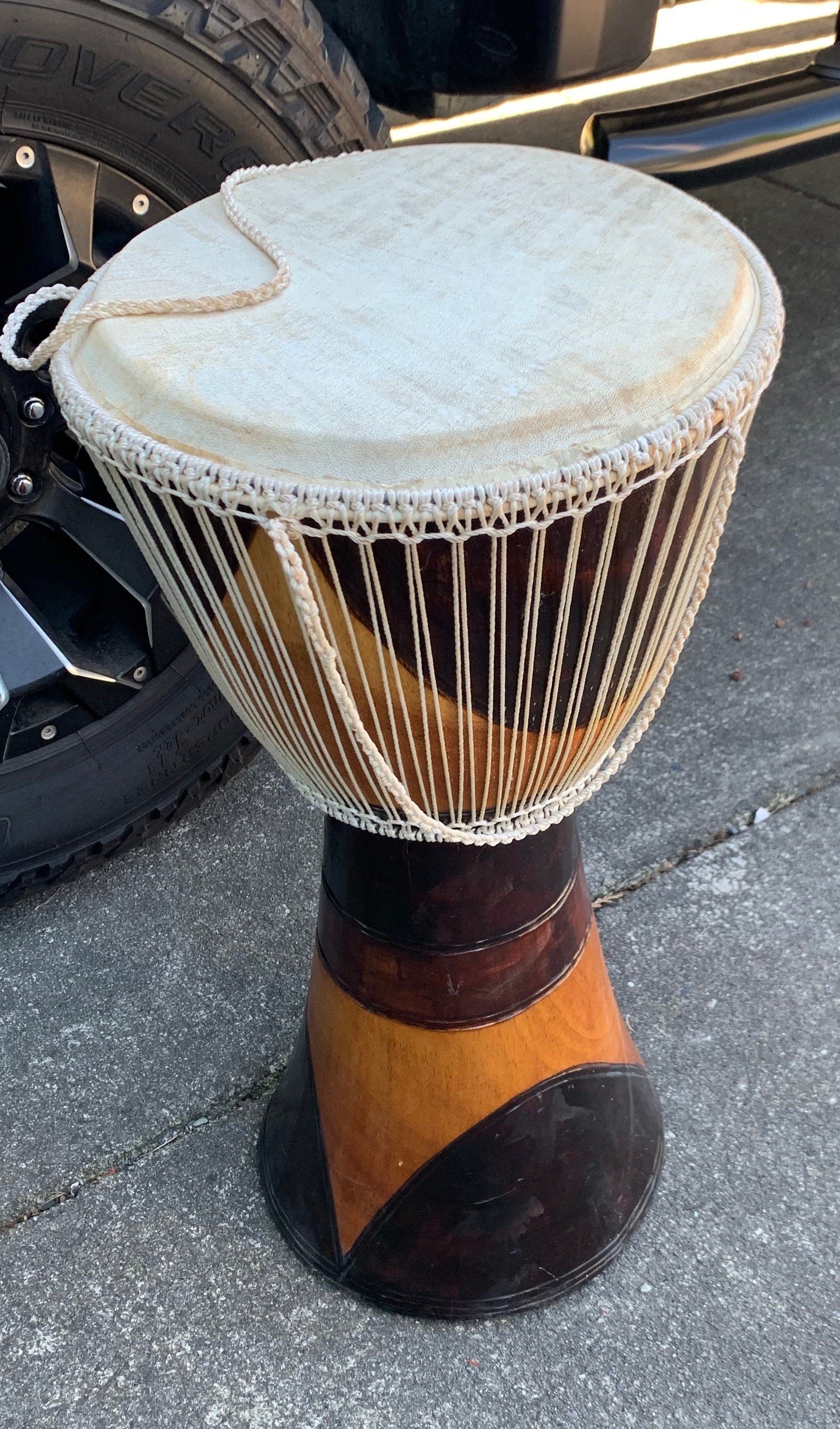 Huge 28" Vintage Handmade Hand Carved Djembe Drum