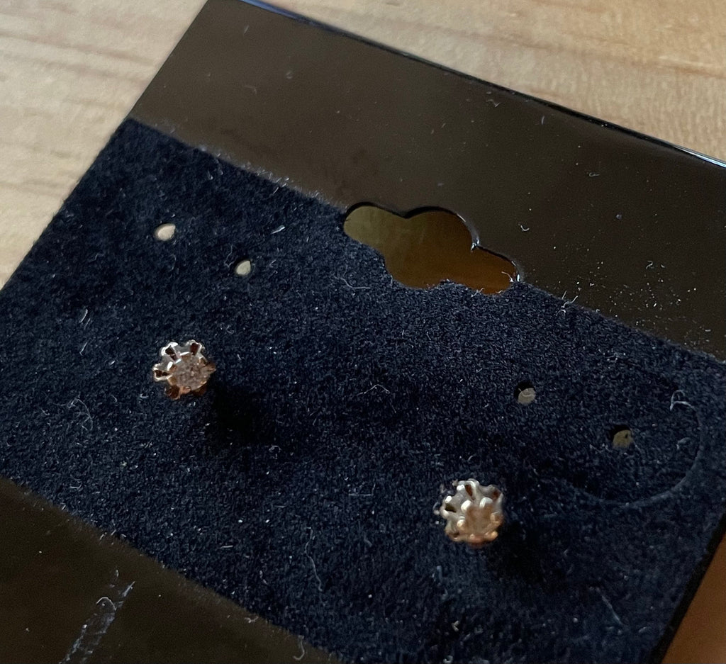 Petite Delicate 2mm Genuine Diamond 14k Gold Post Earrings