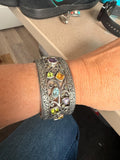 RARE Stunning Samuel B Benham Bali Multi Stone Bracelet with Sterling Silver 18k Gold Amethyst Citrine Peridot Aquamarine Cuff Bracelet