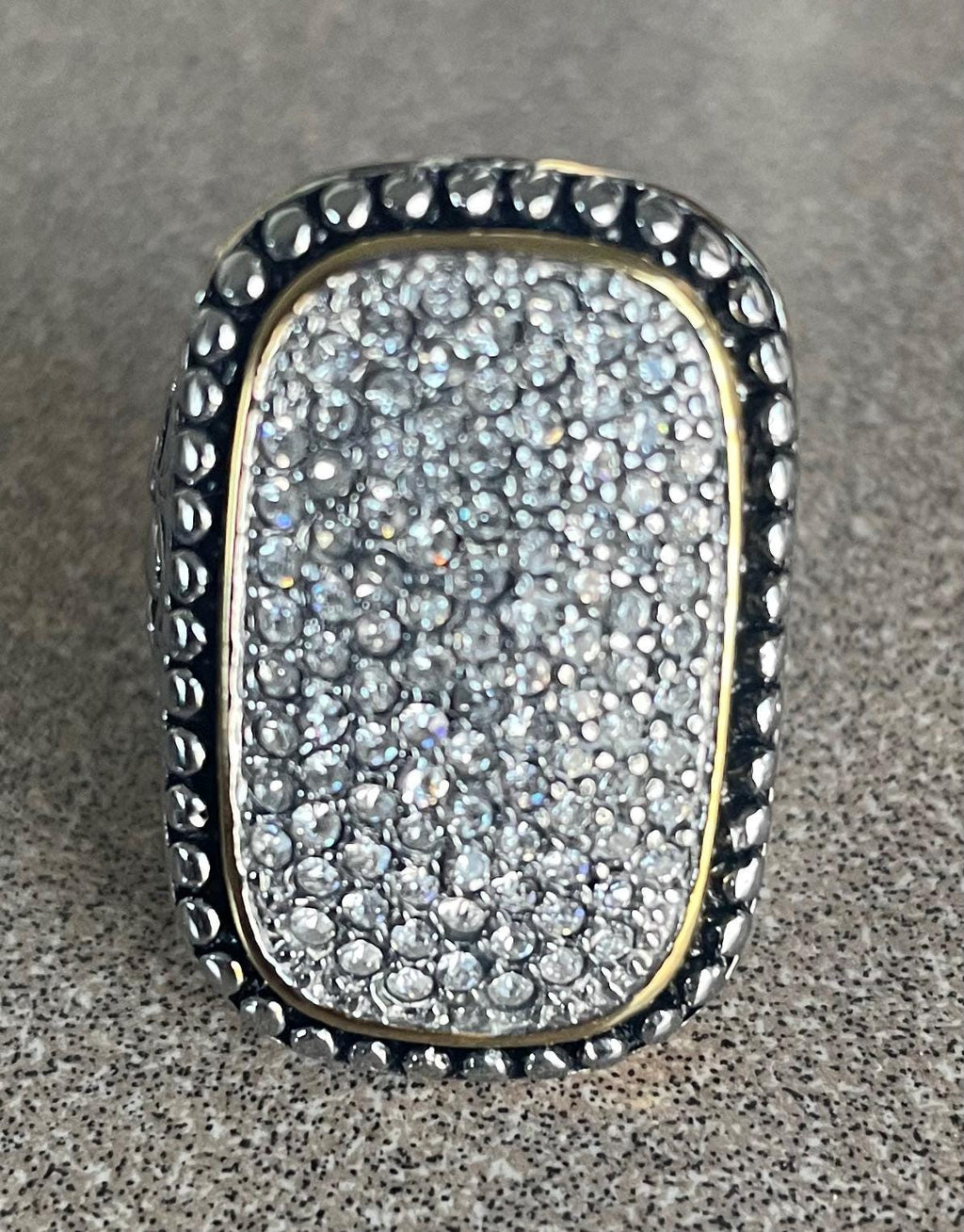 Stunning Large Clear Topaz Stones in Stainless and Sterling Silver Cluster Stone Ring Size 6