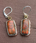 Beautiful STone STerling Brass and Copper Dangle Earrings