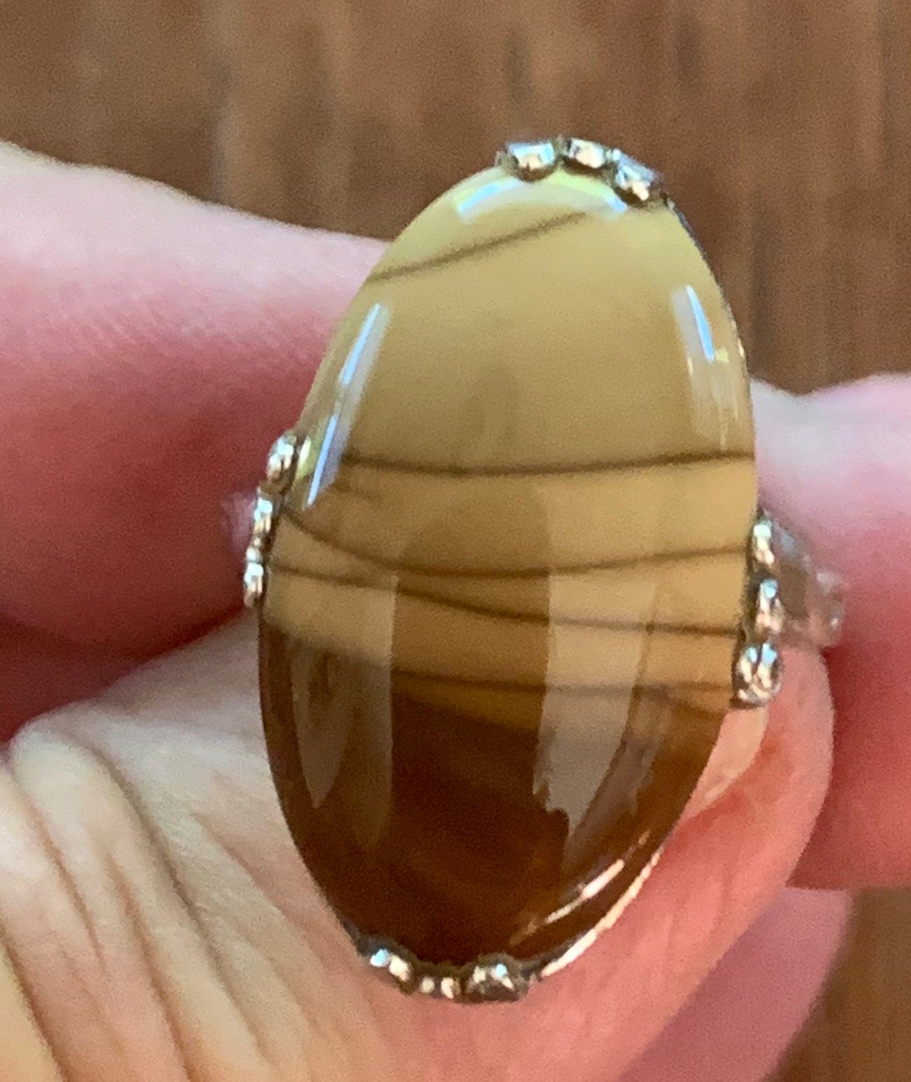 Beautiful Classic Style Sterling Silver and Jasper Ring size 8 1/2