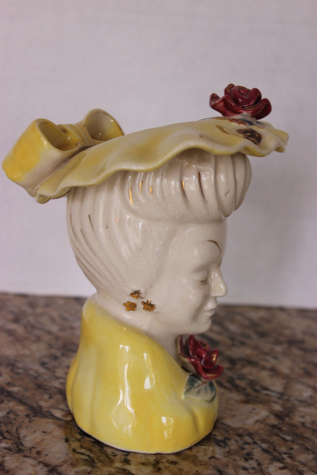 Beautiful Large Lady Pottery Clay Head Vase with Flowers