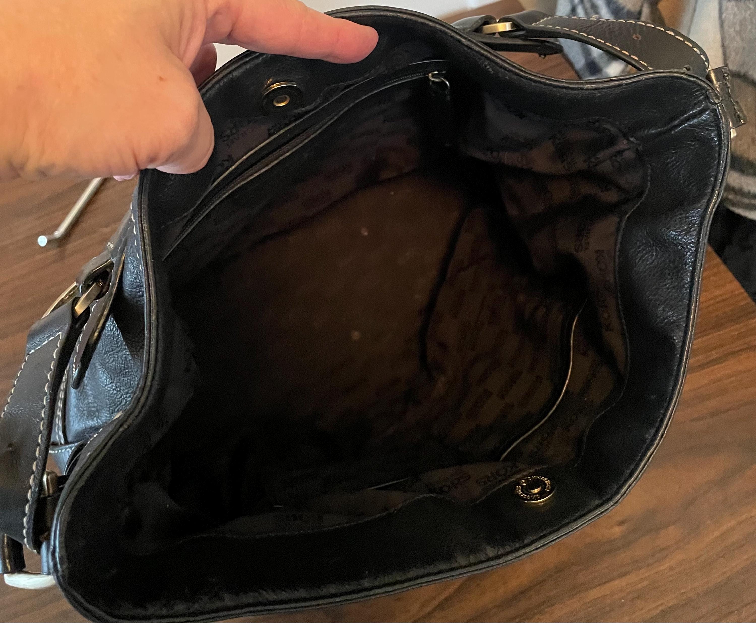 Vintage Genuine Black Leather Michael Kors Purse Shoulder Bag Top Handle