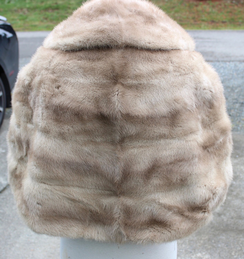Genuine  Real Fur Natural "Tourmaline" Creamy White Mink Cape Stole Bolero