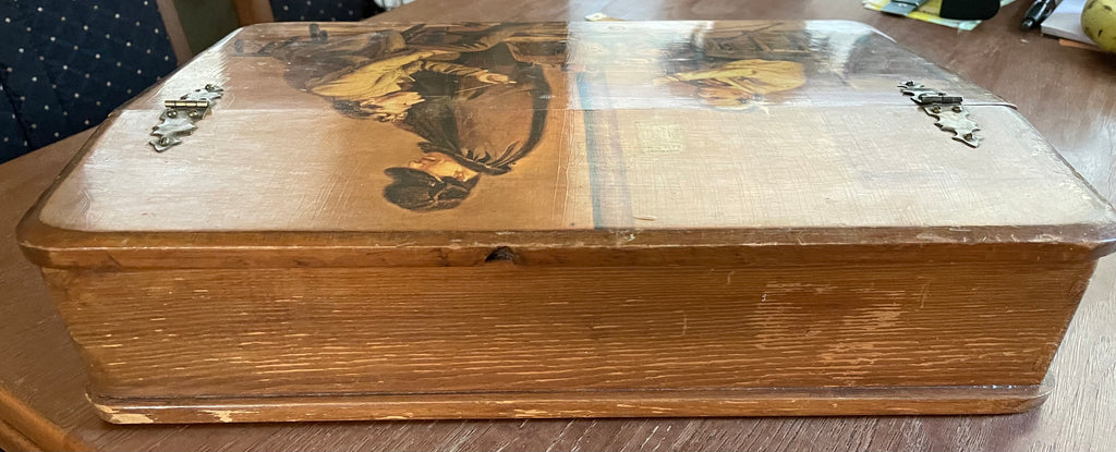 Antique Lap Desk "The Long Story" Scene William Sidney Mount