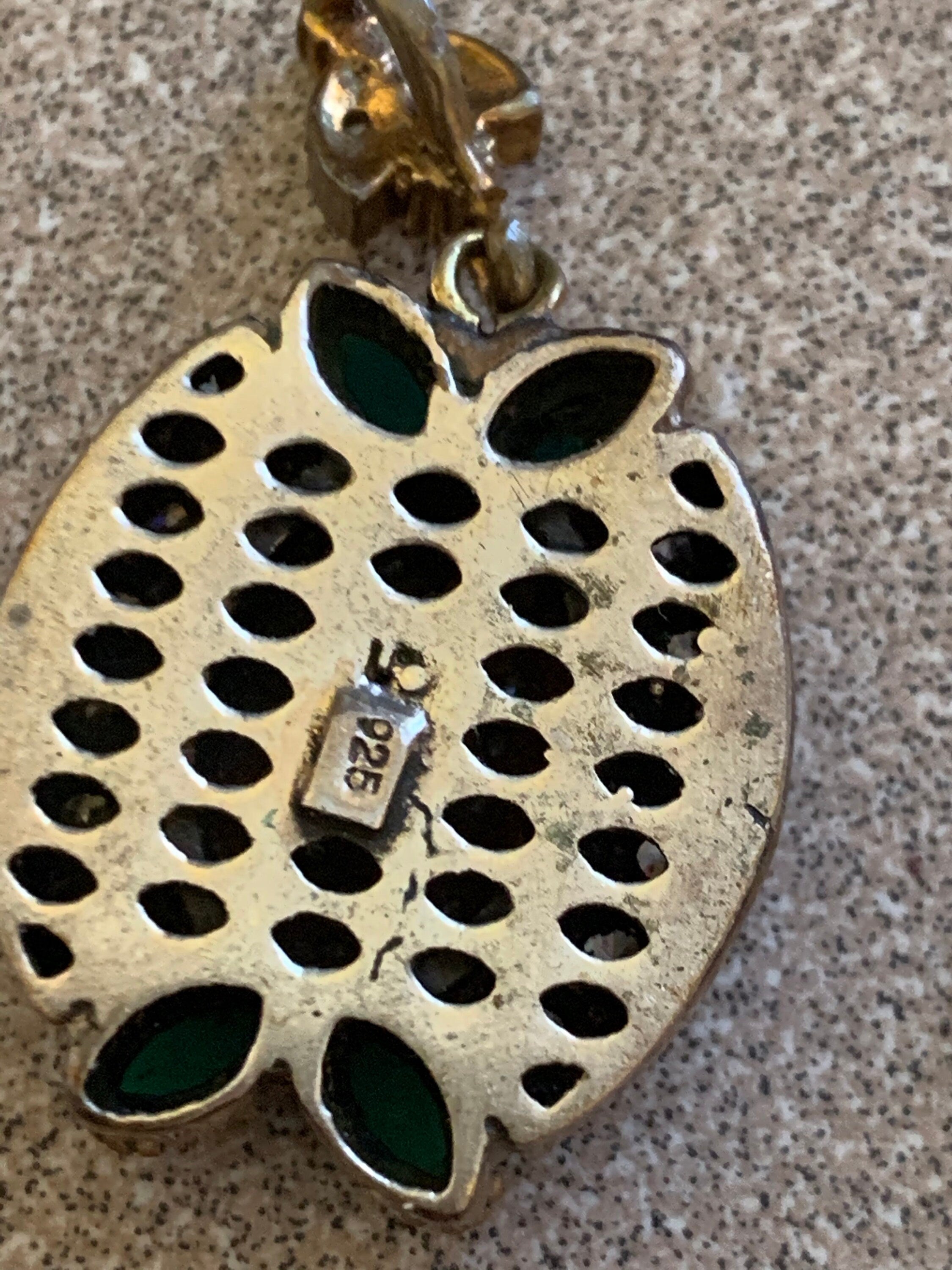 Stunning Emerald and Crystal Sterling Silver Turkish Pendant