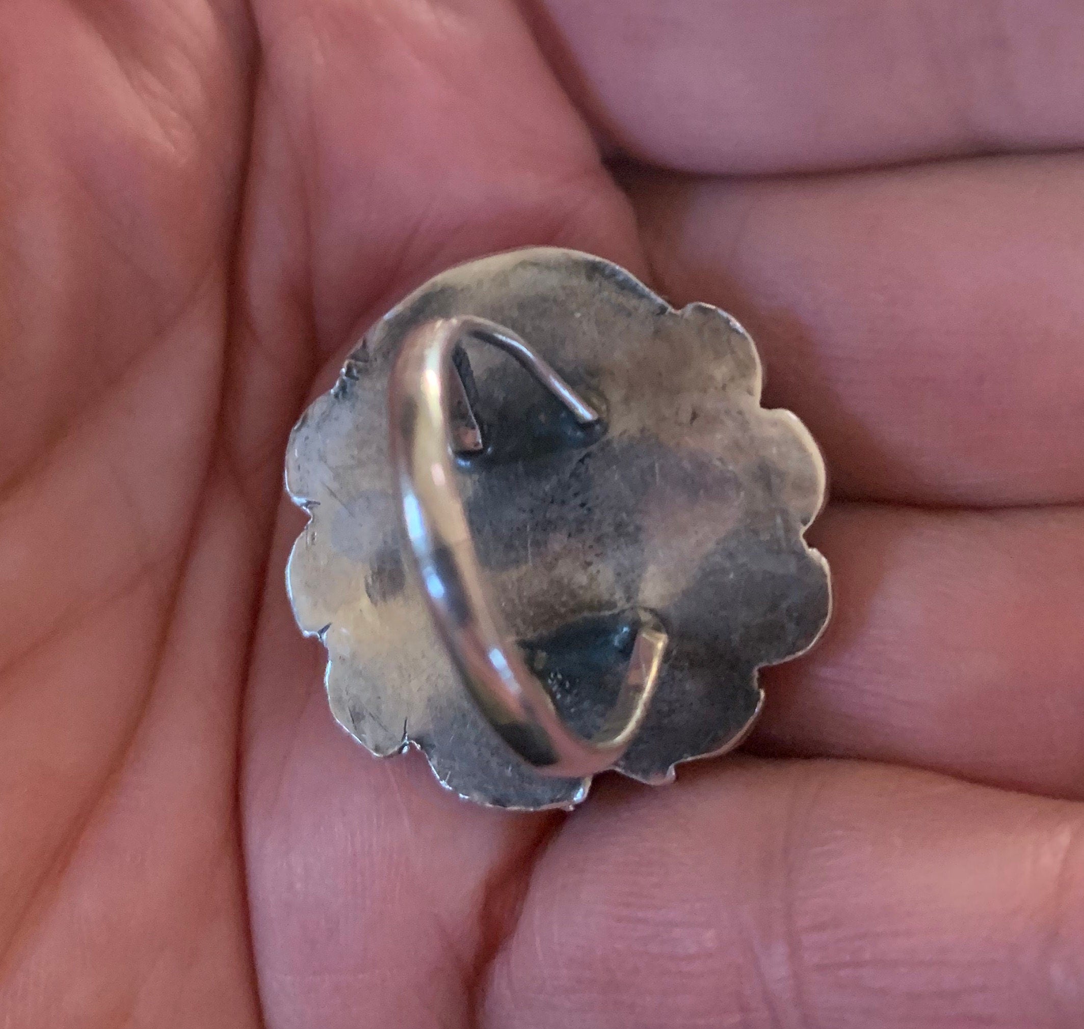 Beautiful Vintage Native American Pawn Silver Blue Turquoise Ring 7 1/2