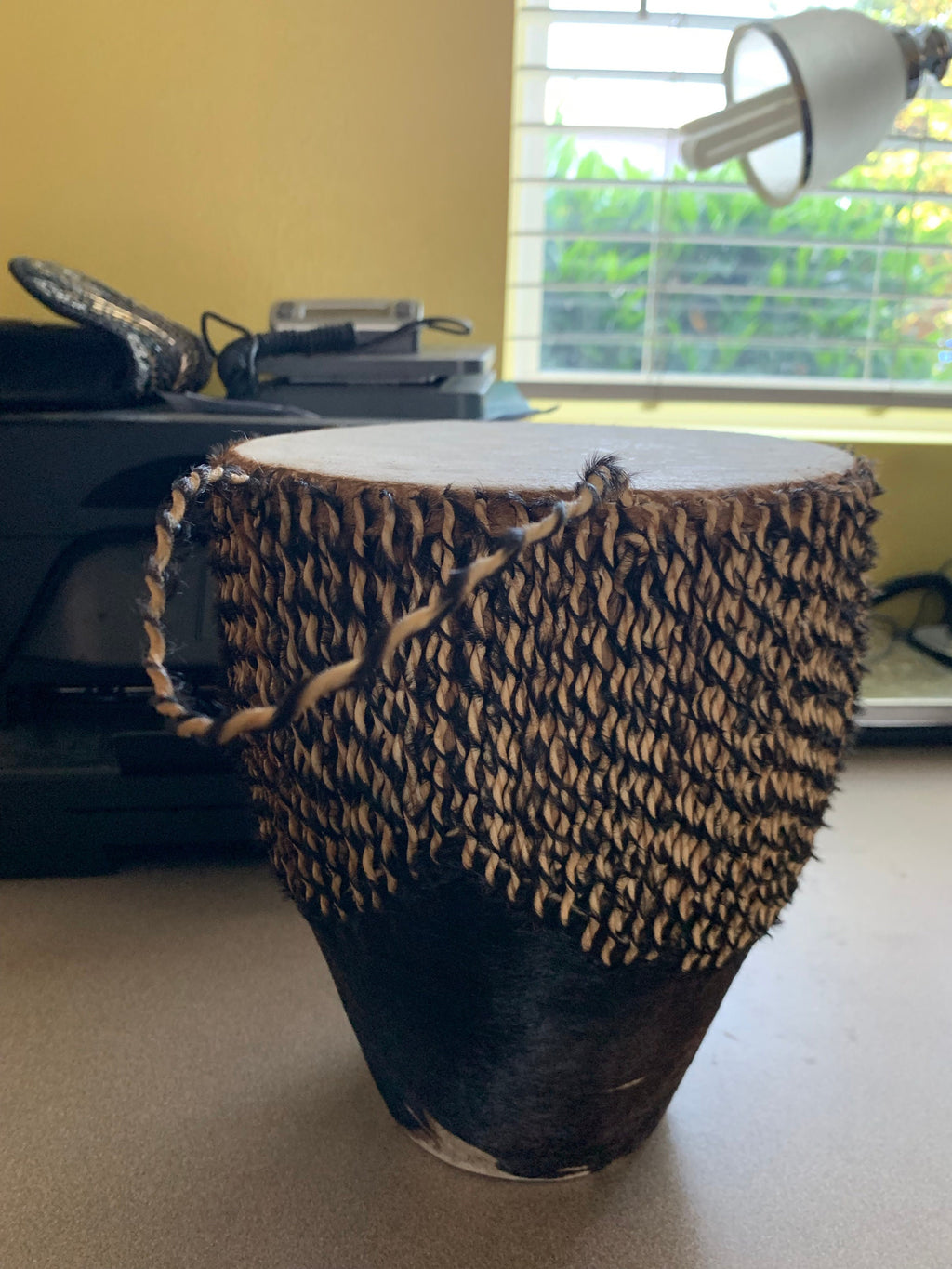 Small 9 1/4" Vintage Handmade Cowhide Djembe Drum